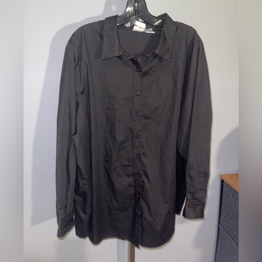 Roaman's black button up top shirt EUC woman’s 1X